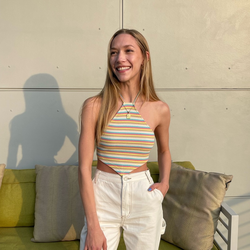 Bailey Rose Pastel Striped Cropped Top